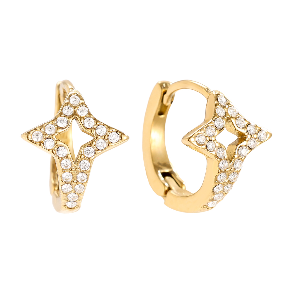 Edelstahl Ohrringe 14mm Diamond Star Hoop