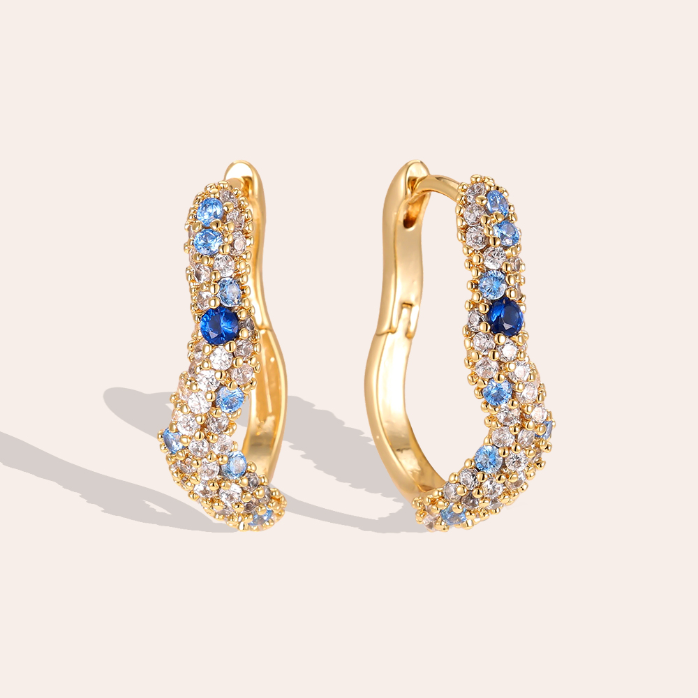 Vergoldete Ohrringe 20mm Zirkonia Soft Wave