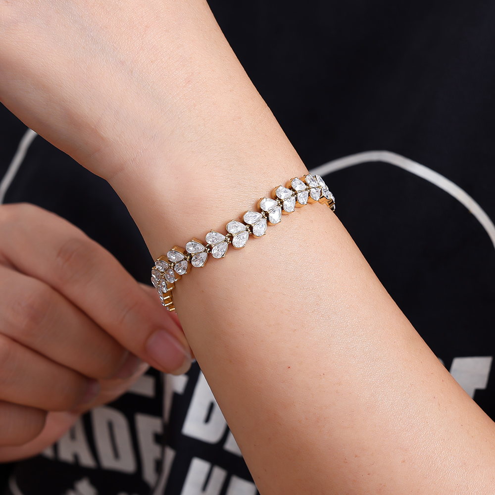 Edelstahl Armkette 17cm Diamond Heart Pieces