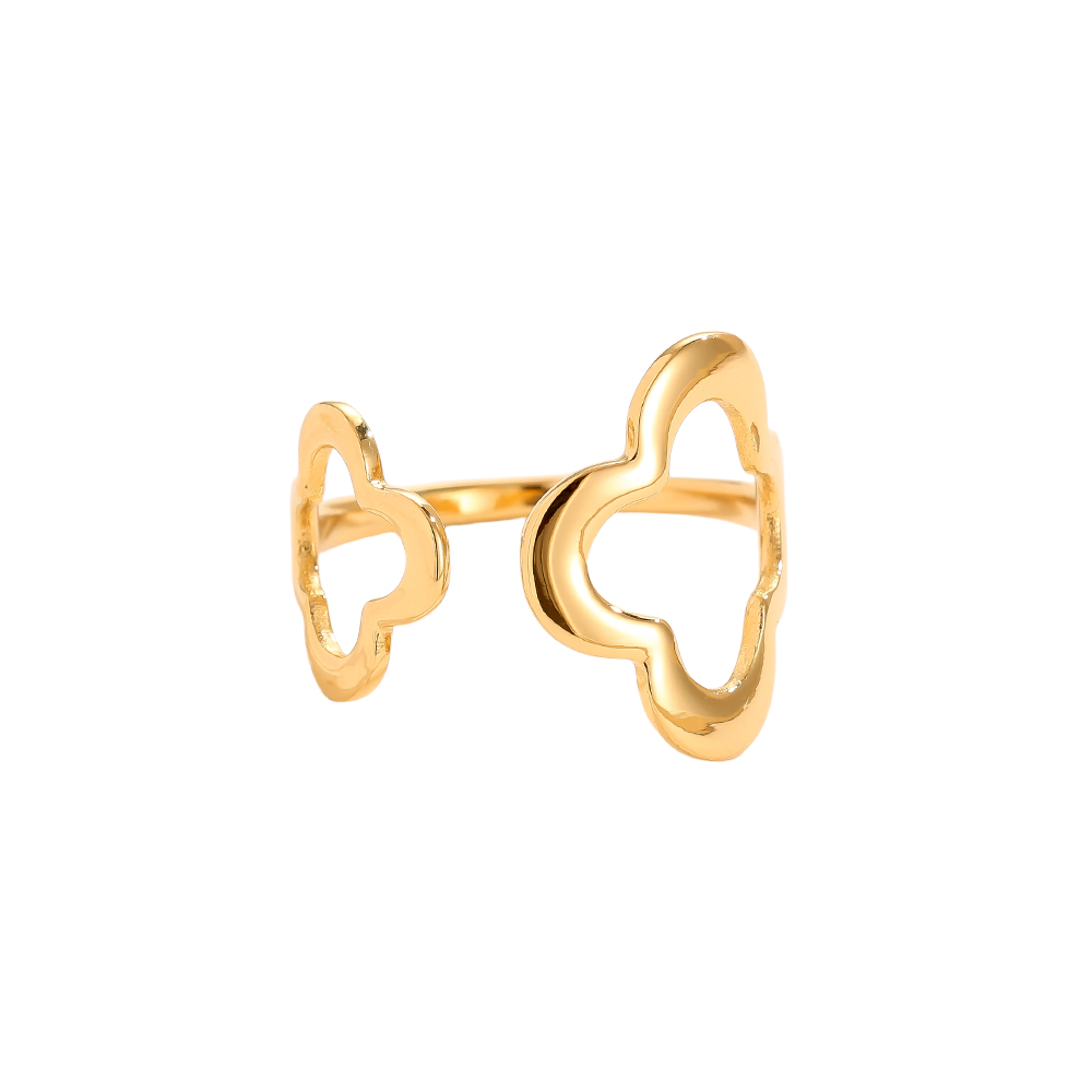 Edelstahl Ring Two Lucky Flower