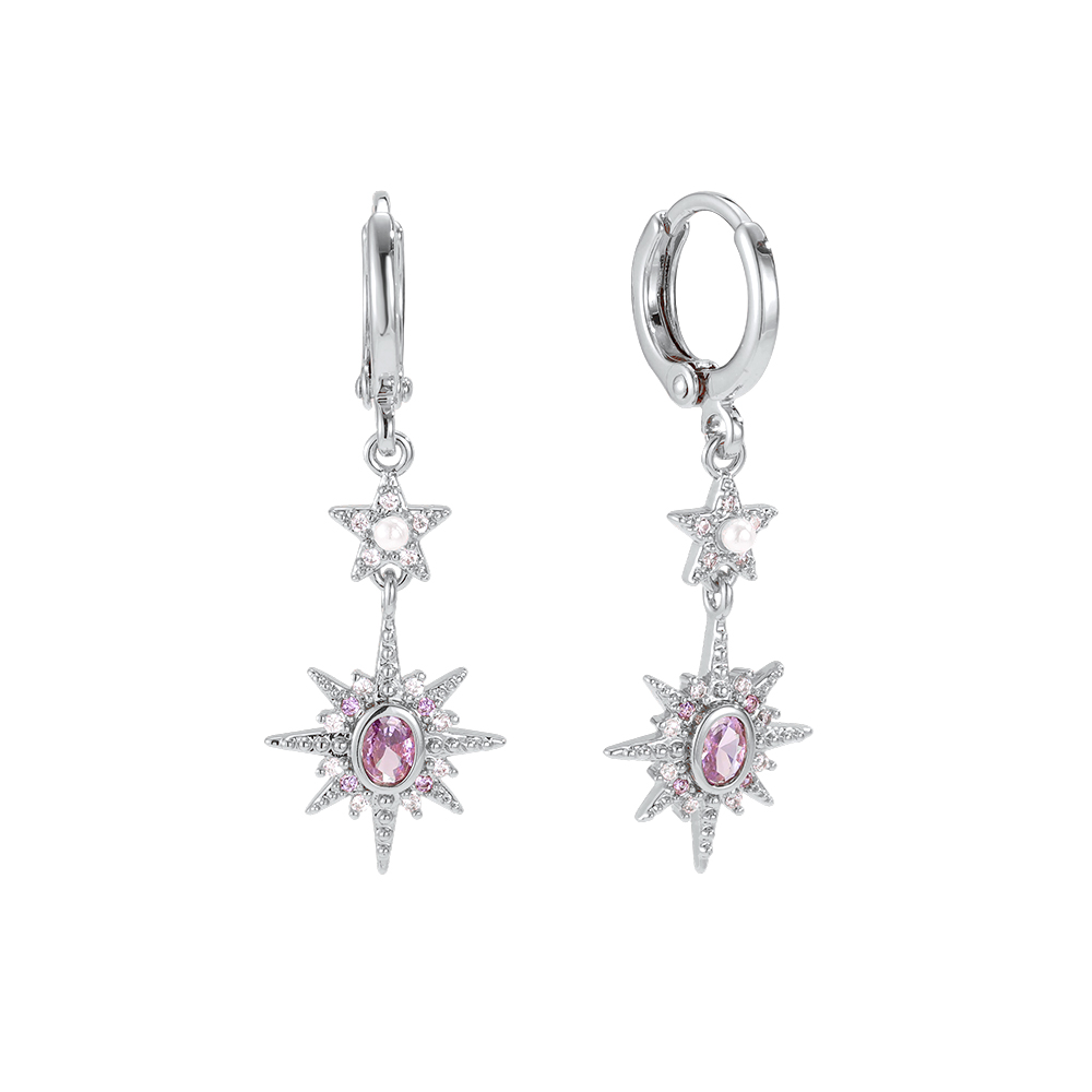 Vergoldete Ohrringe 36mm Violette Zirkonia