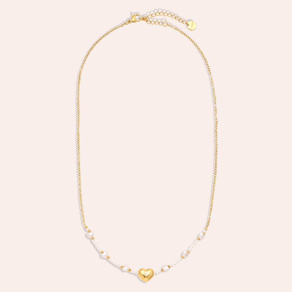 Edelstahl Halskette 40cm Pearly And Hearts