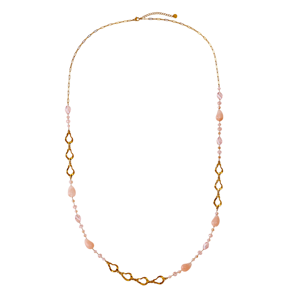 Edelstahl Halskette 97cm Harz Tropfen und goldener Tropfen