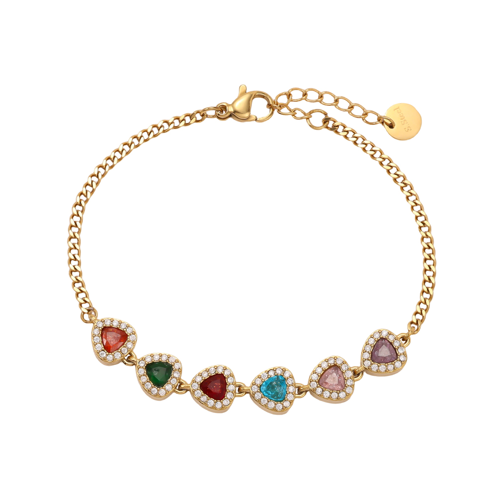Edelstahl Armband 17cm bunte funkelnde Zirkonia   