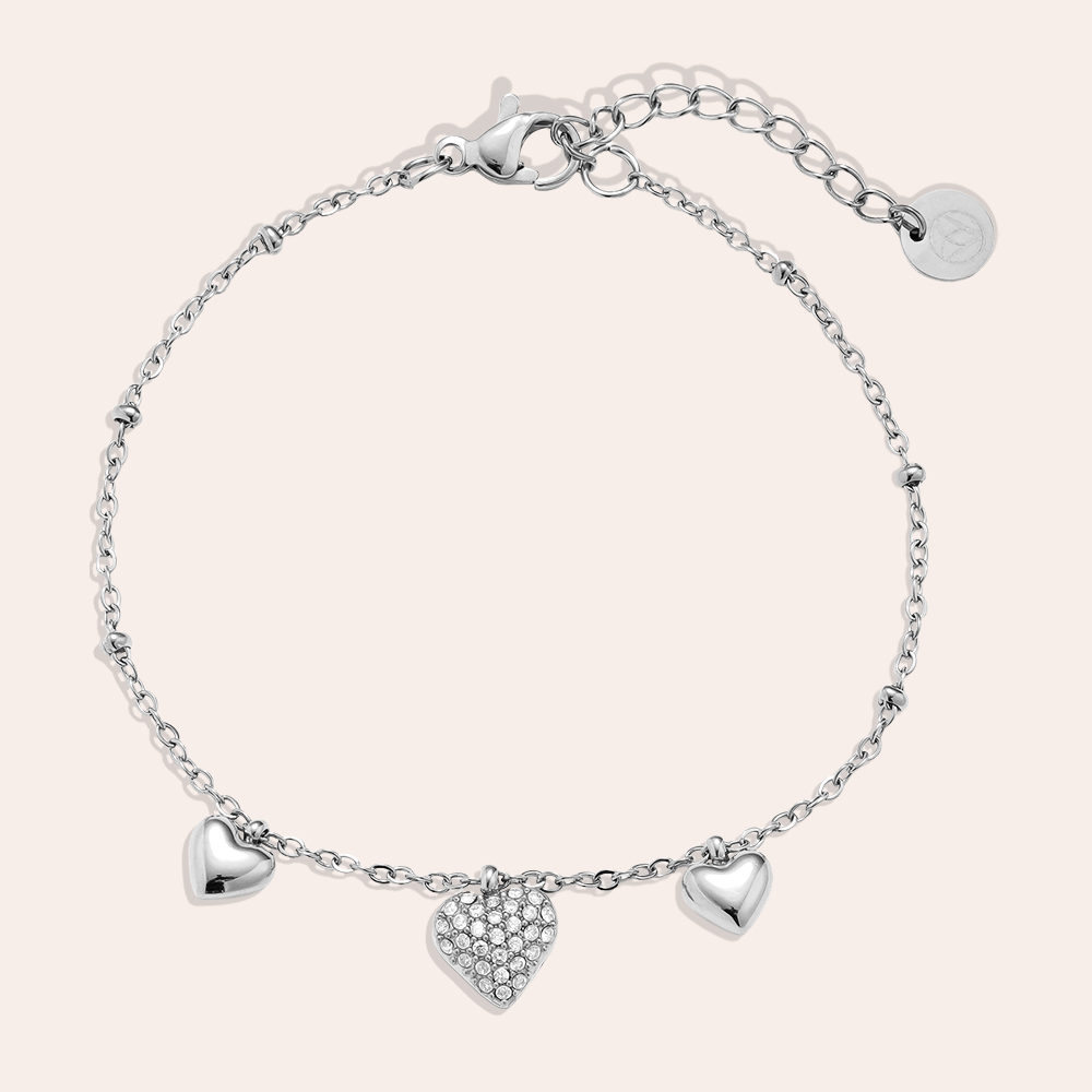 Edelstahl Armkette 17cm Many Sweet Hearts