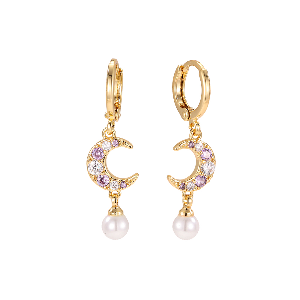 Vergoldete Ohrringe 36mm Zirkonia Mond