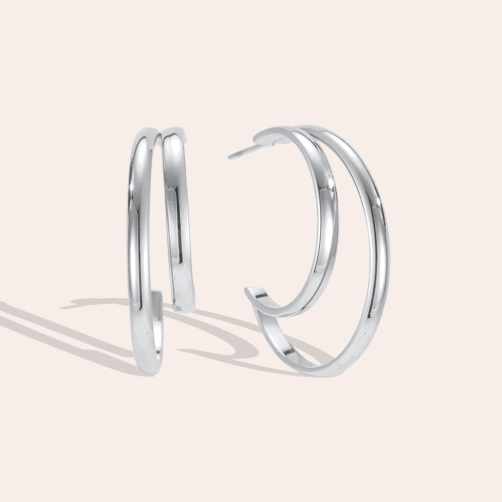 Edelstahl Ohrringe 27mm Groß und klein Creolen