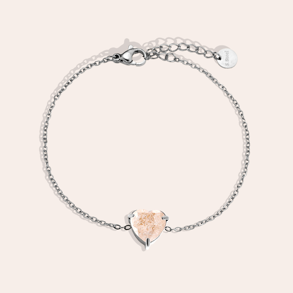 Edelstahl Armband 16cm Multi Color Diamond Heart