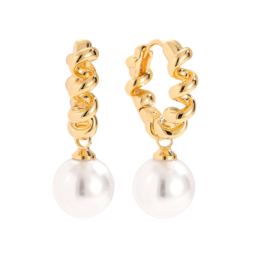 Vergoldete Ohrringe 2.9cm Nice Twist Hoop With Pearl