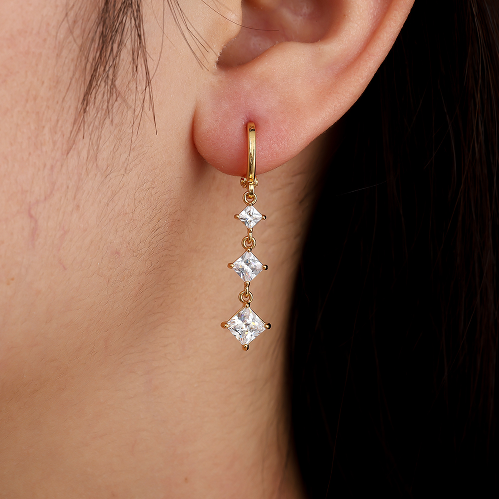 Vergoldete Ohrringe 3.9cm Diamond Cubes