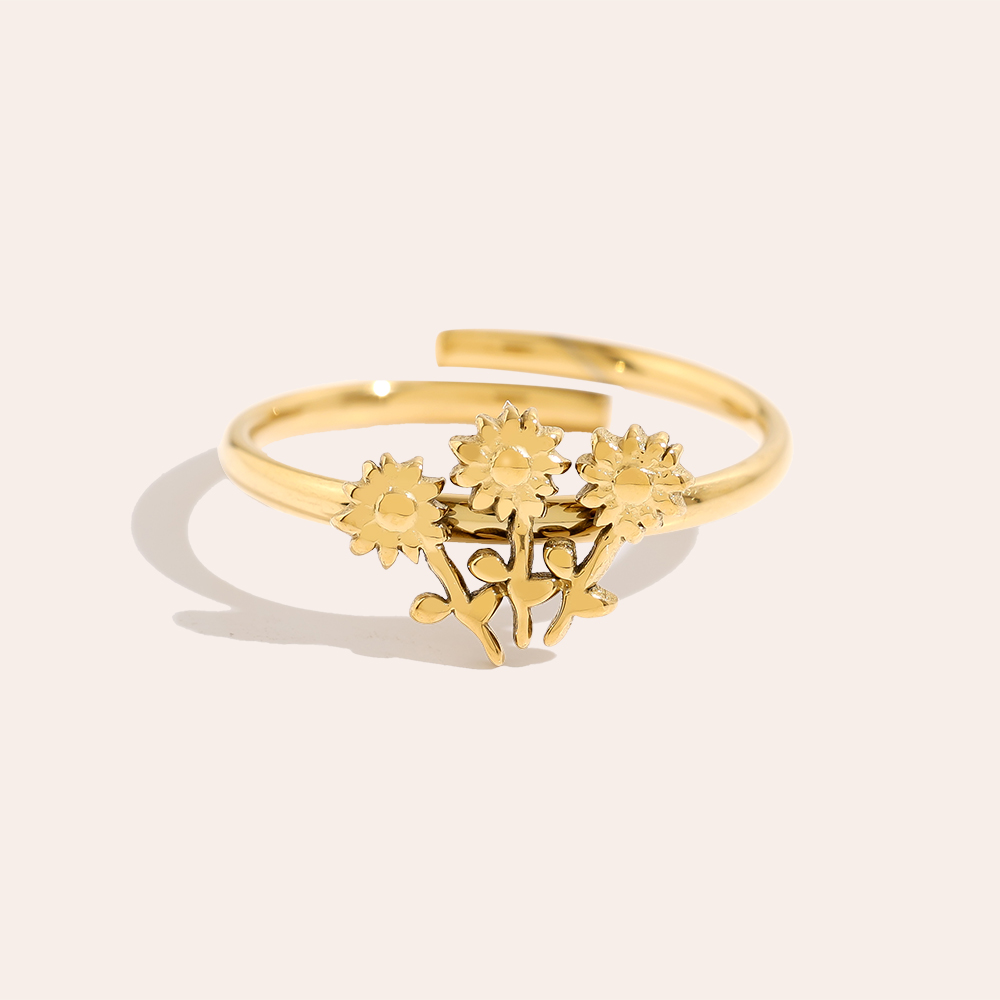 Edelstahl Ring Three Flowers