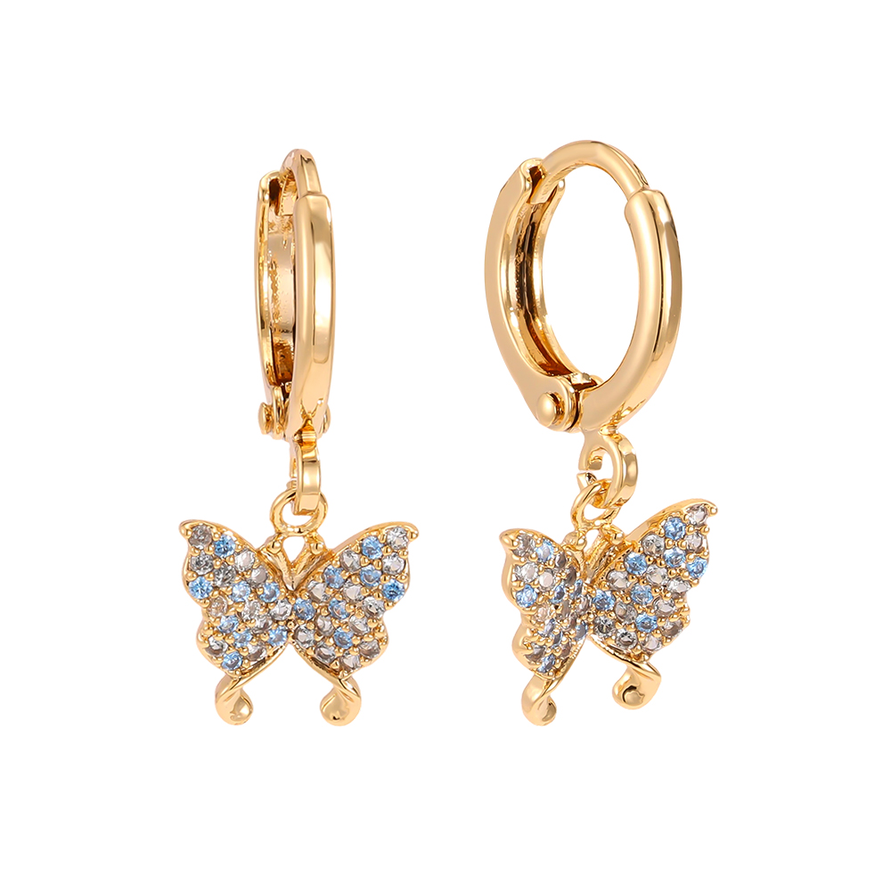 Vergoldete Ohrringe 24mm Zirkonia Schmetterling