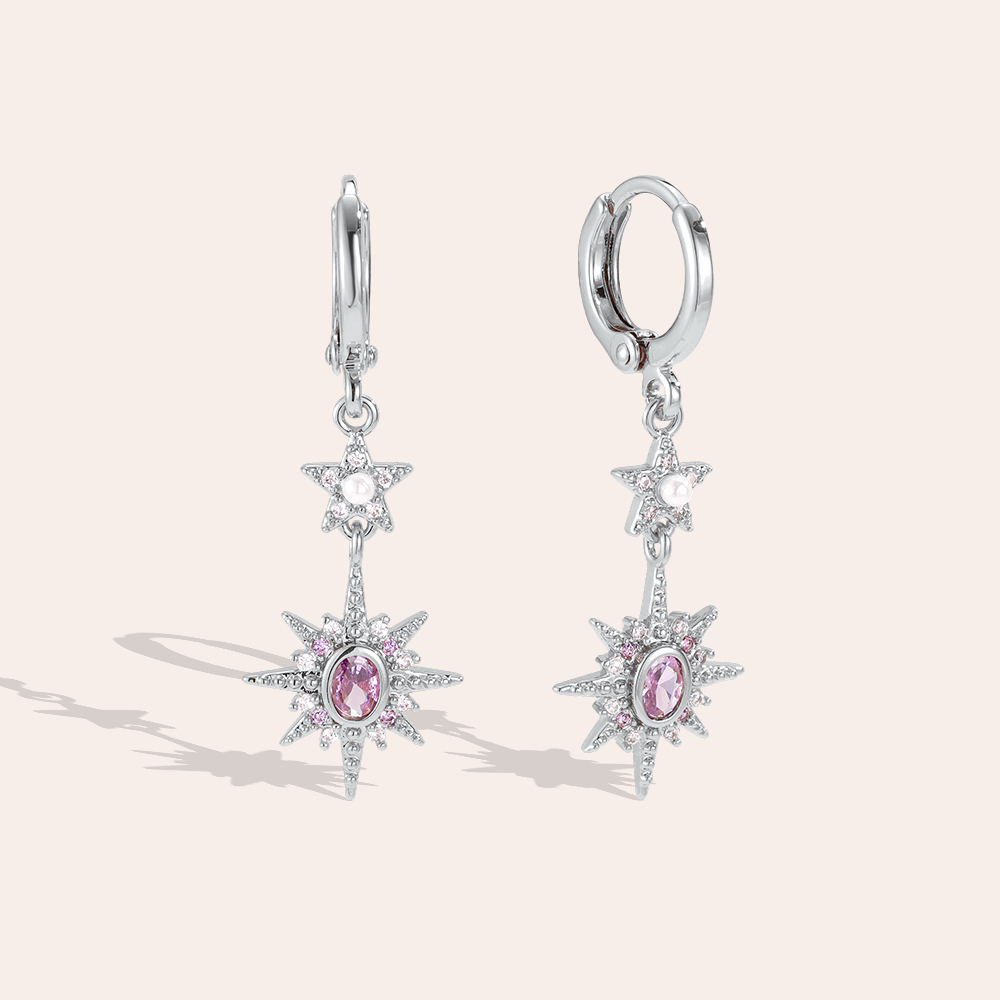 Vergoldete Ohrringe 36mm Violette Zirkonia