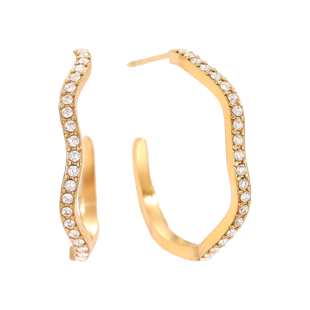Edelstahl Ohrringe 2.3cm Diamond Half Hoop