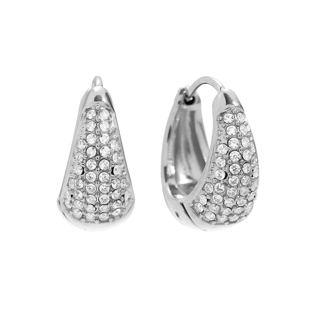 Edelstahl Ohrringe 10mm Diamond Drop Hoop