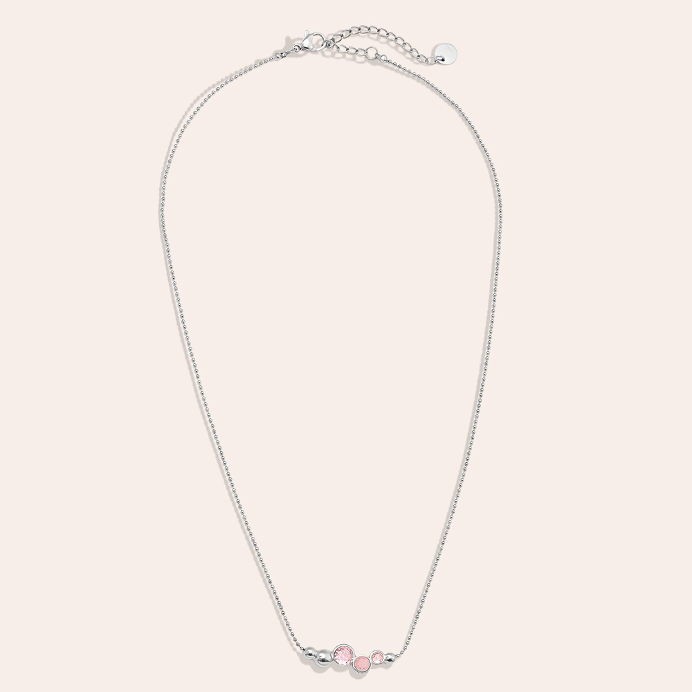 Edelstahl Halskette 40cm Pink Round Diamond