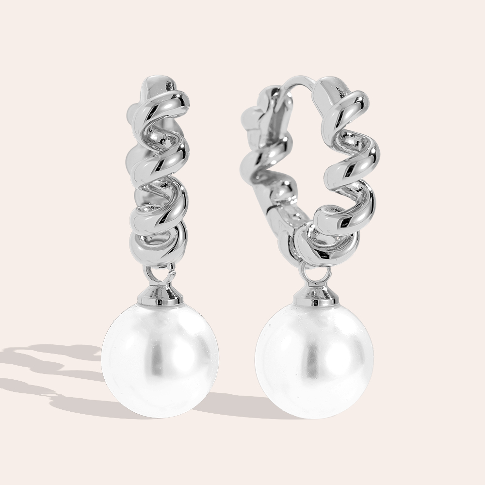 Vergoldete Ohrringe 2.9cm Nice Twist Hoop With Pearl