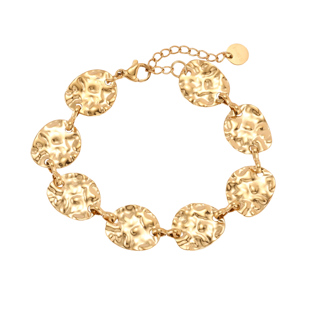 Edelstahl Armband 17cm unregelmäßige ovale Plättchen