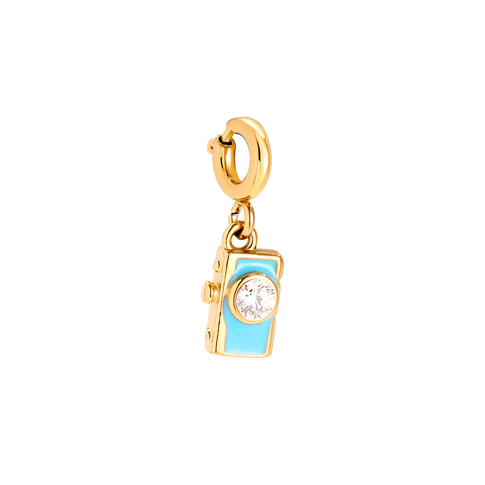 Edelstahl Pendant 9mm Spring Clasp Blue Camera
