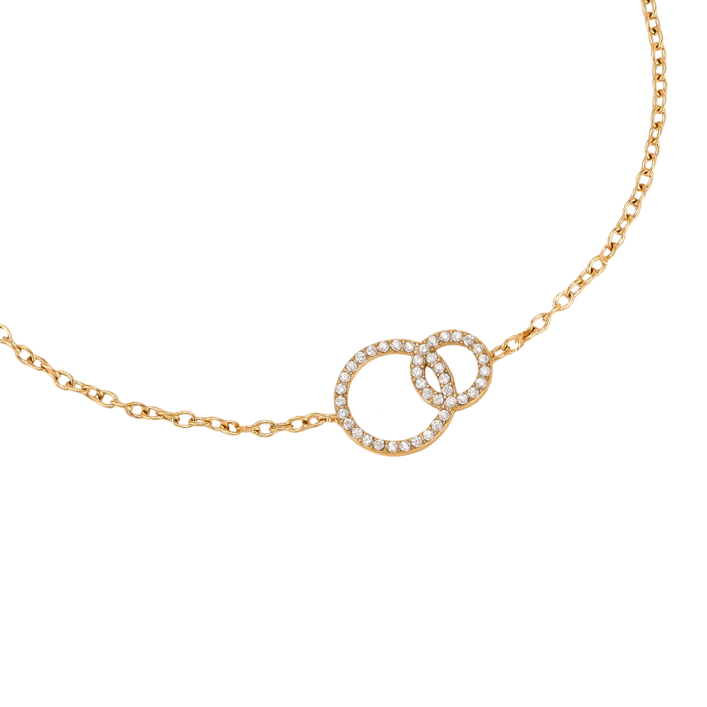 Edelstahl Armband 17cm zwei Zirkonia Ringe