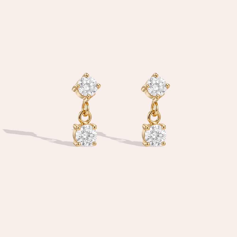 Edelstahl Ohrringe 10mm zwei kleine Zirkonia