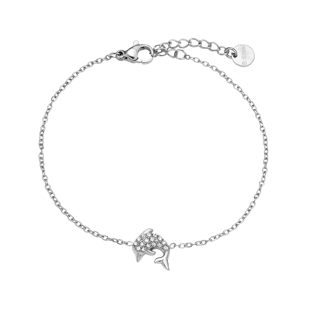 Edelstahl Armkette 17cm Diamond Dolphin