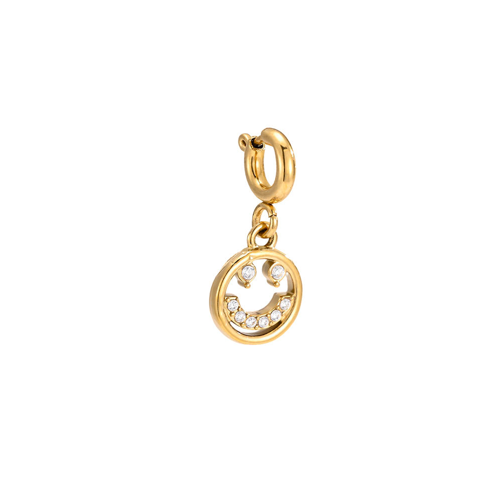 Edelstahl Pendant 18mm Smiley mit Zirkonia mit Federverschluss