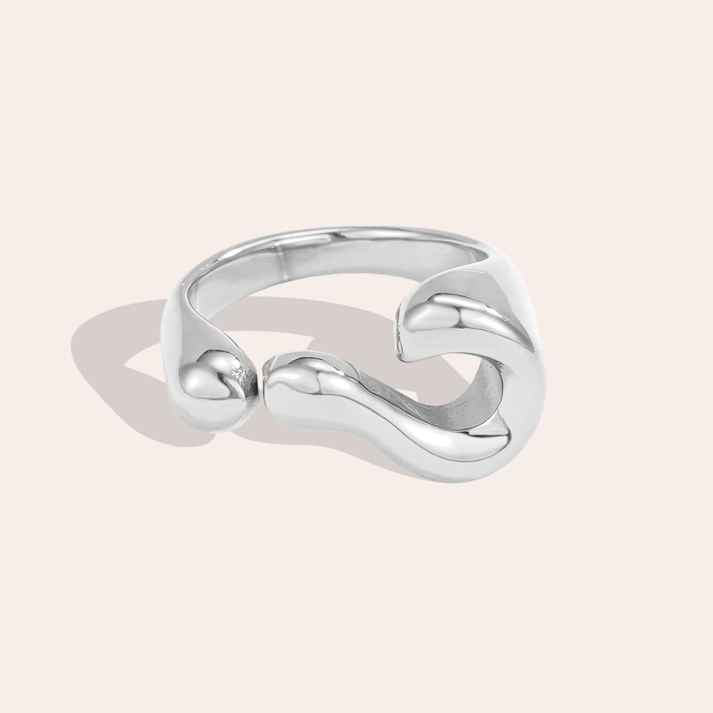 Edelstahl Ring Verstellbar geschwungene Form