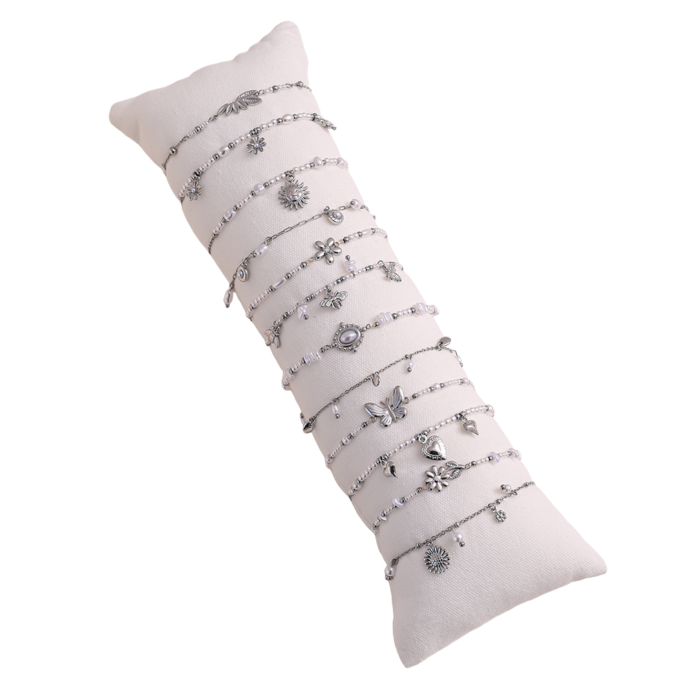 Edelstahl Armband Set 12er 17cm Sonnen Blumen Schmetterling Künstliche Perlen 