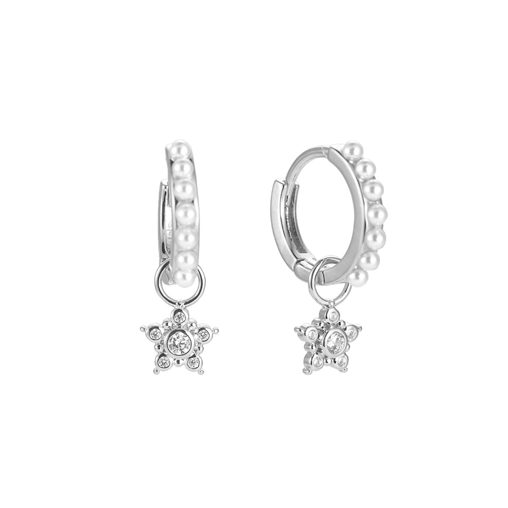 Vergoldete Ohrringe Pointed Star & Pearl Hoop