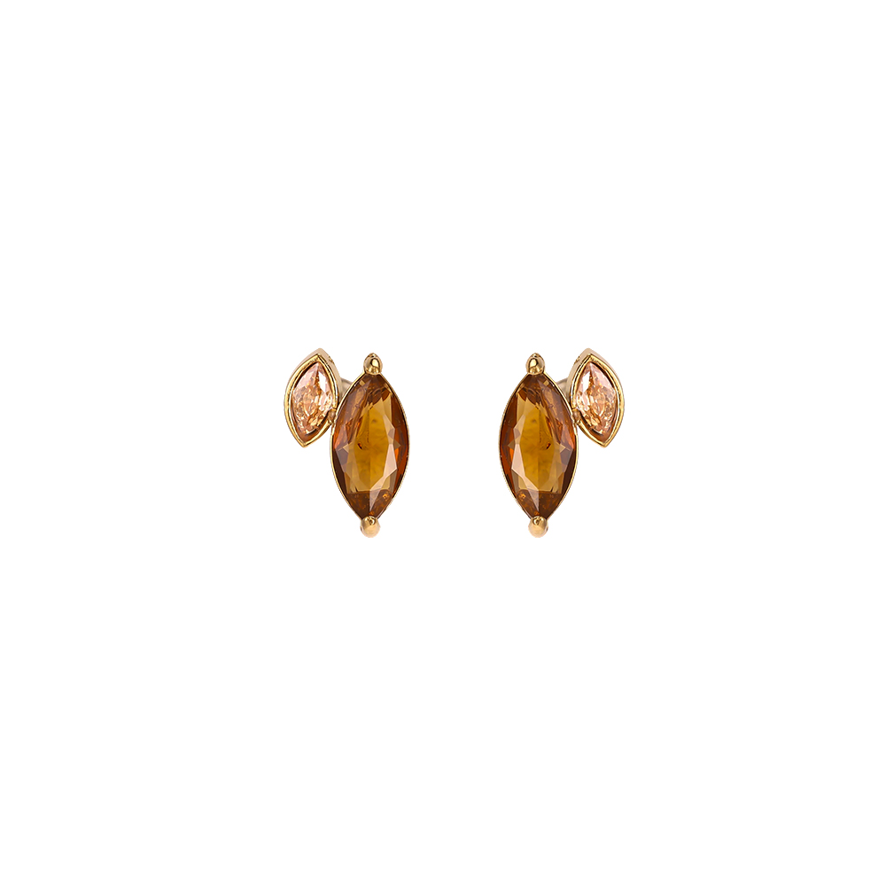 Edelstahl Ohrringe 6*10mm brauner Zirkonia