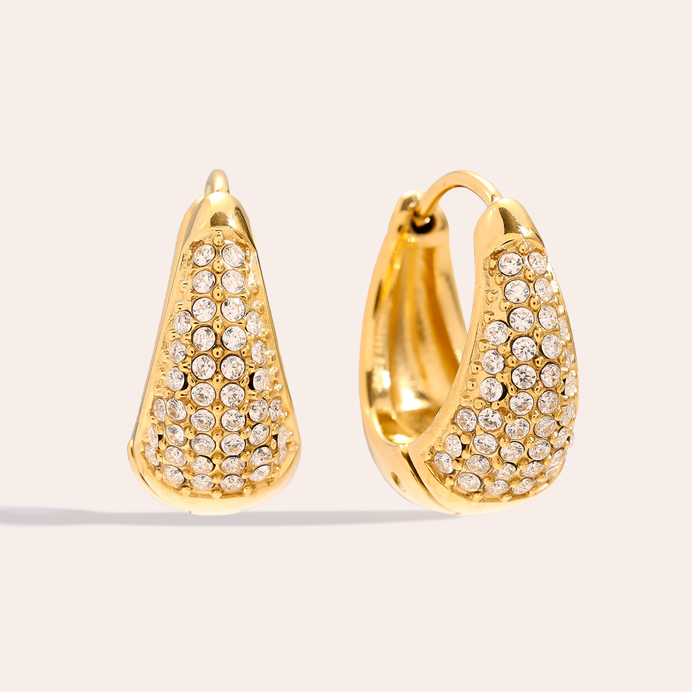 Edelstahl Ohrringe 10mm Diamond Drop Hoop
