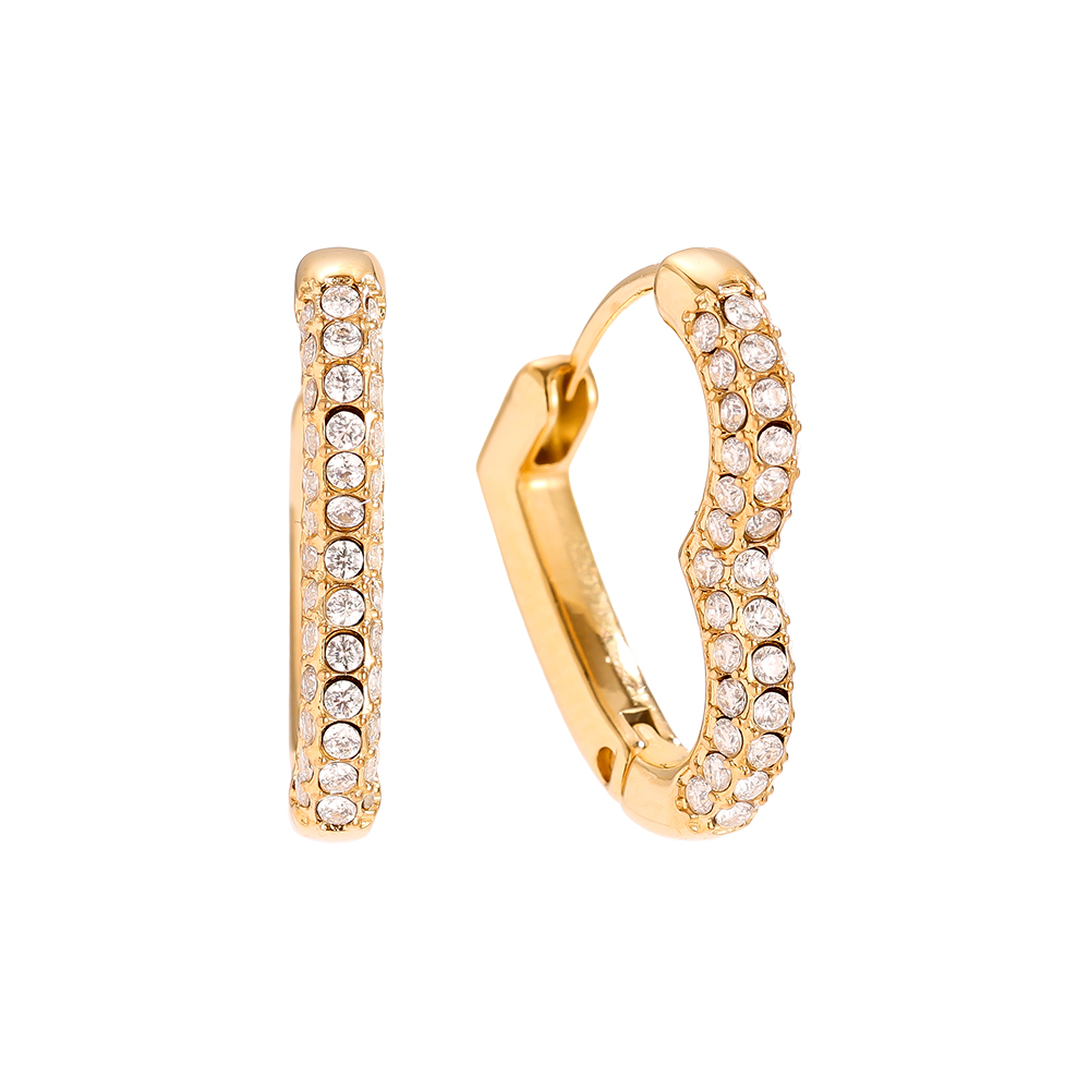 Edelstahl Ohrringe 18mm Diamond Heart Hoop