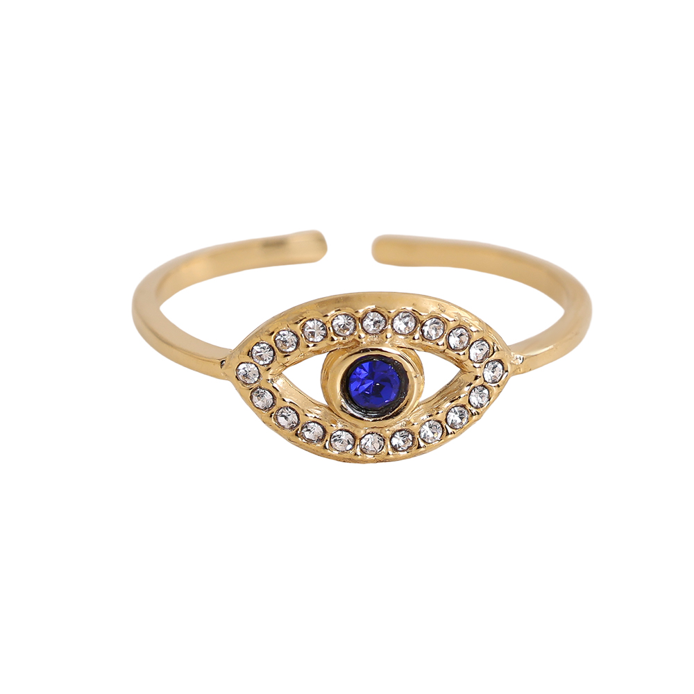 Edelstahl Ring Verstellbarer blaue Zirkonia Augen