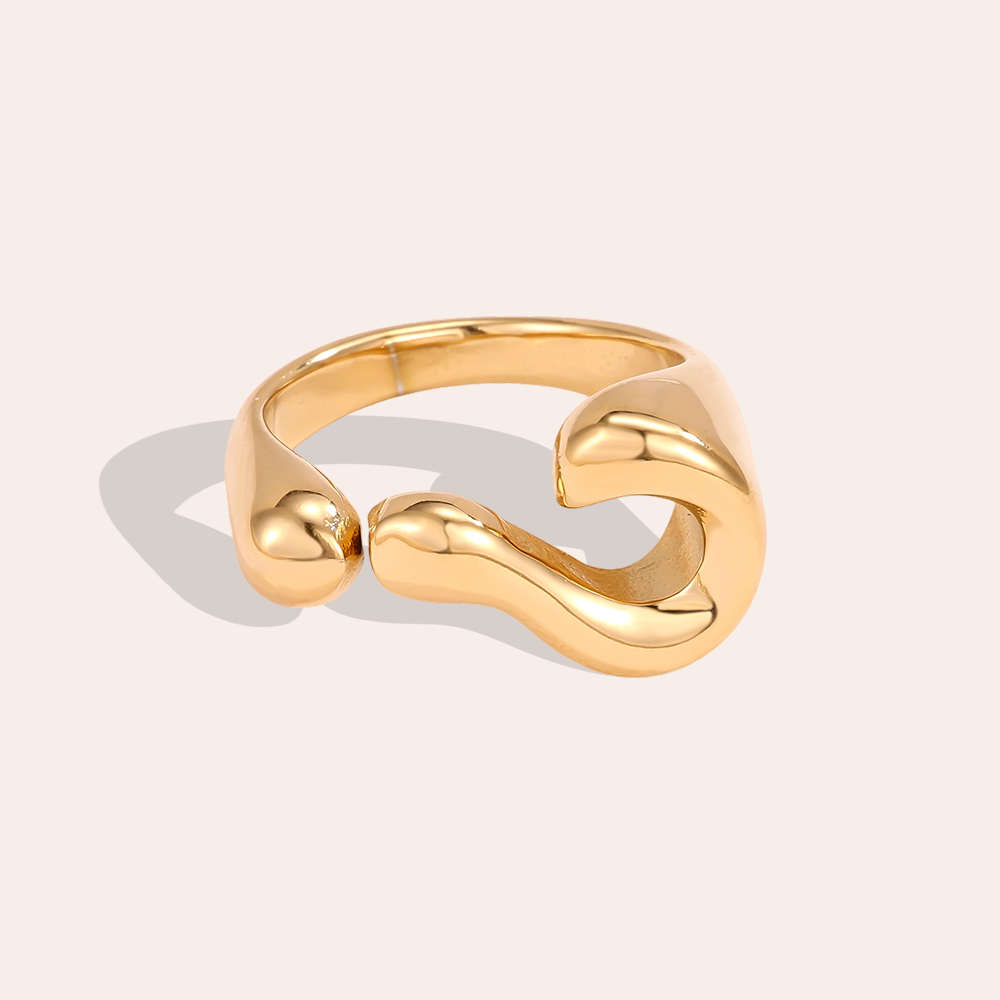 Edelstahl Ring Verstellbar geschwungene Form