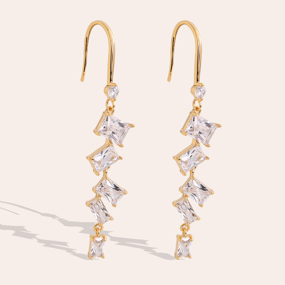 Vergoldete Ohrringe 5.5cm viele Zirkonia