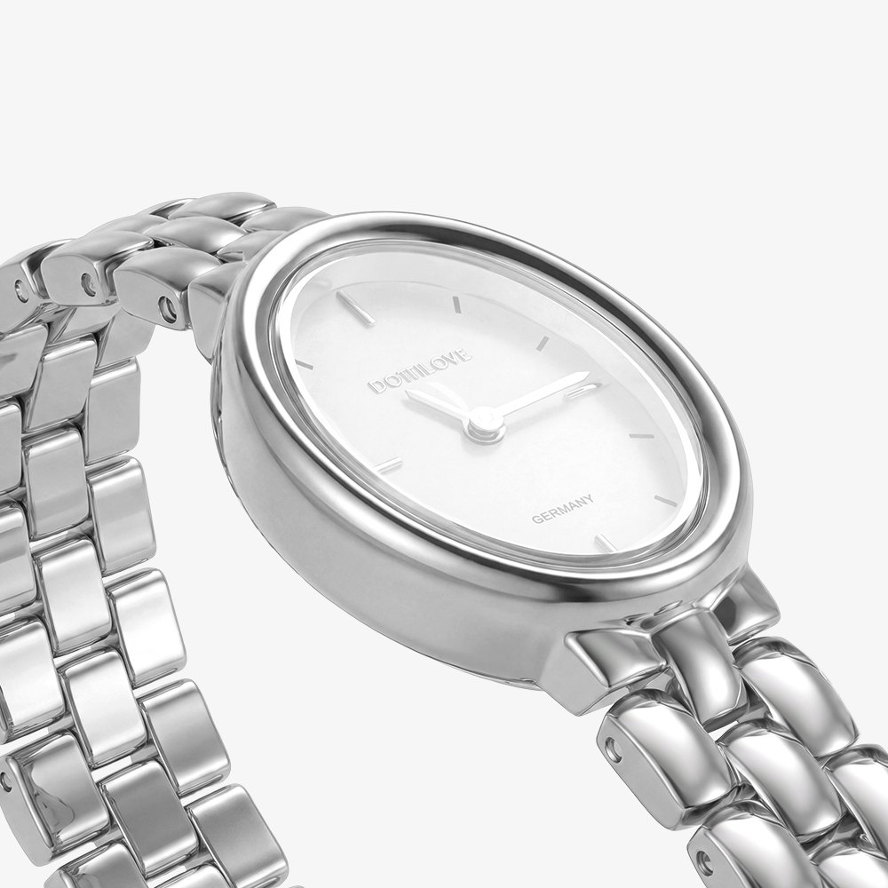 Edelstahl Uhr Oval
