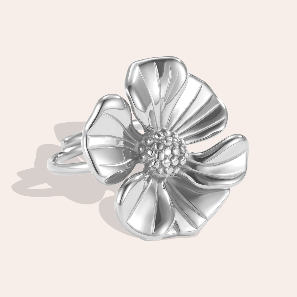 Edelstahl Ring Verstellbarer schöne Blumen