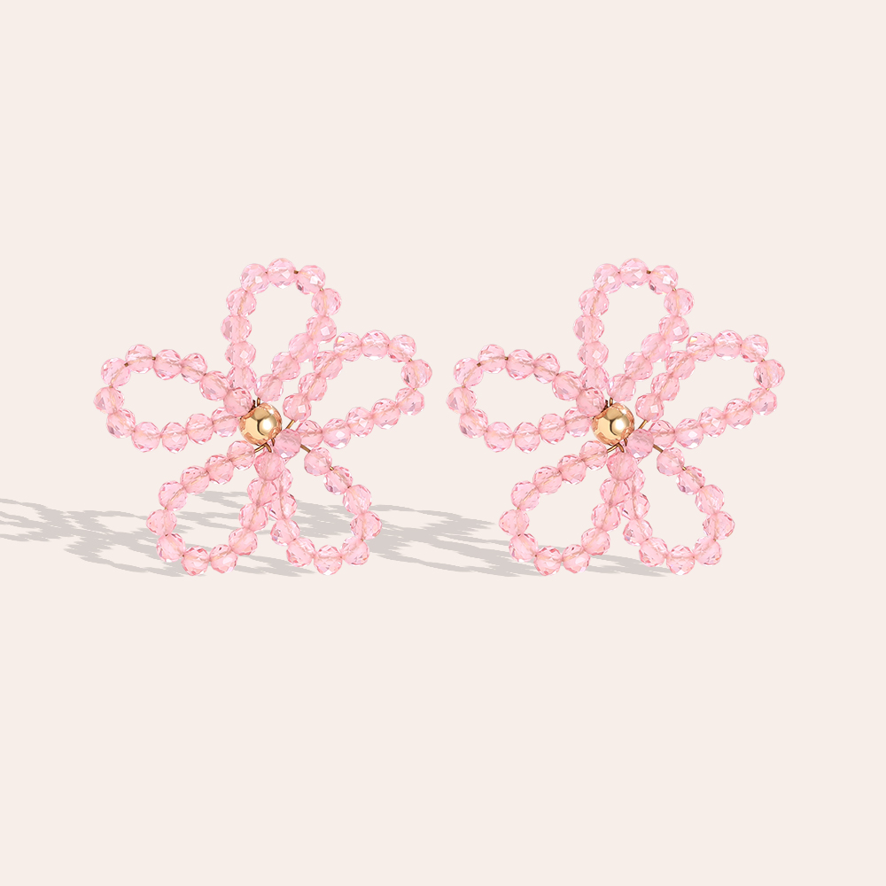 Edelstahl Ohrringe 2.5cm Kristallblumen