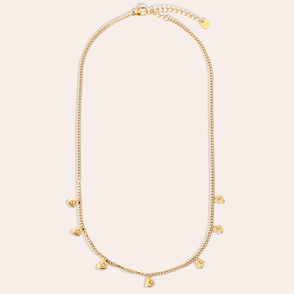 Edelstahl Halskette 41cm Mini Hearts With Diamond