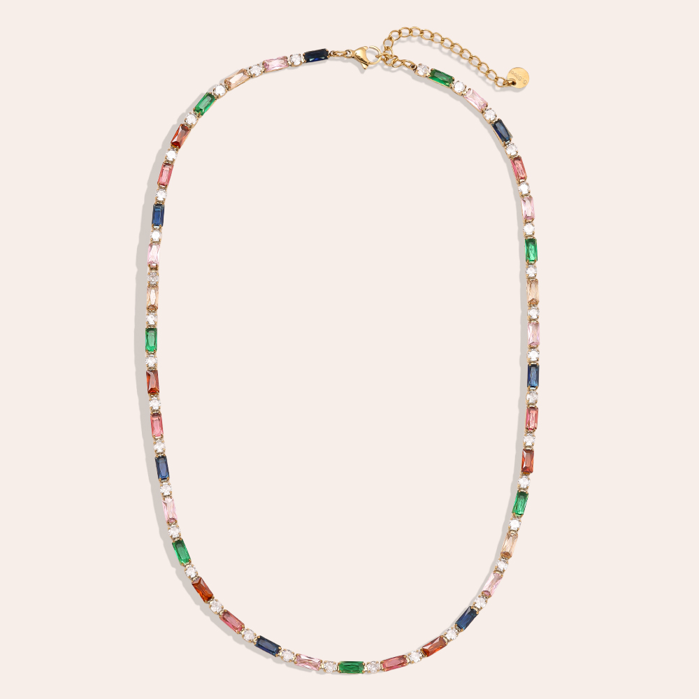 Edelstahl Halskette 40cm Multi Color Diamond