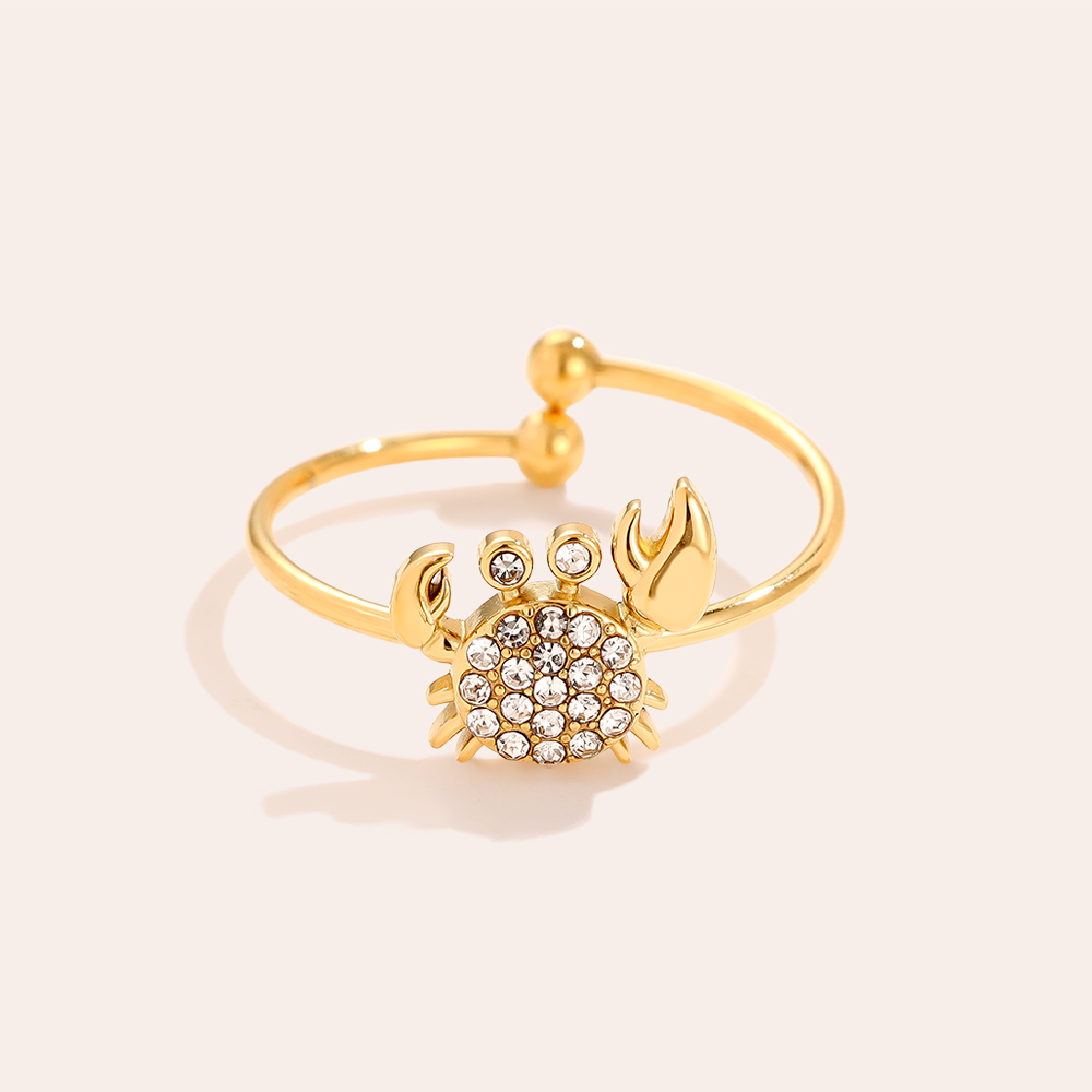 Edelstahl Ring Diamond Crab