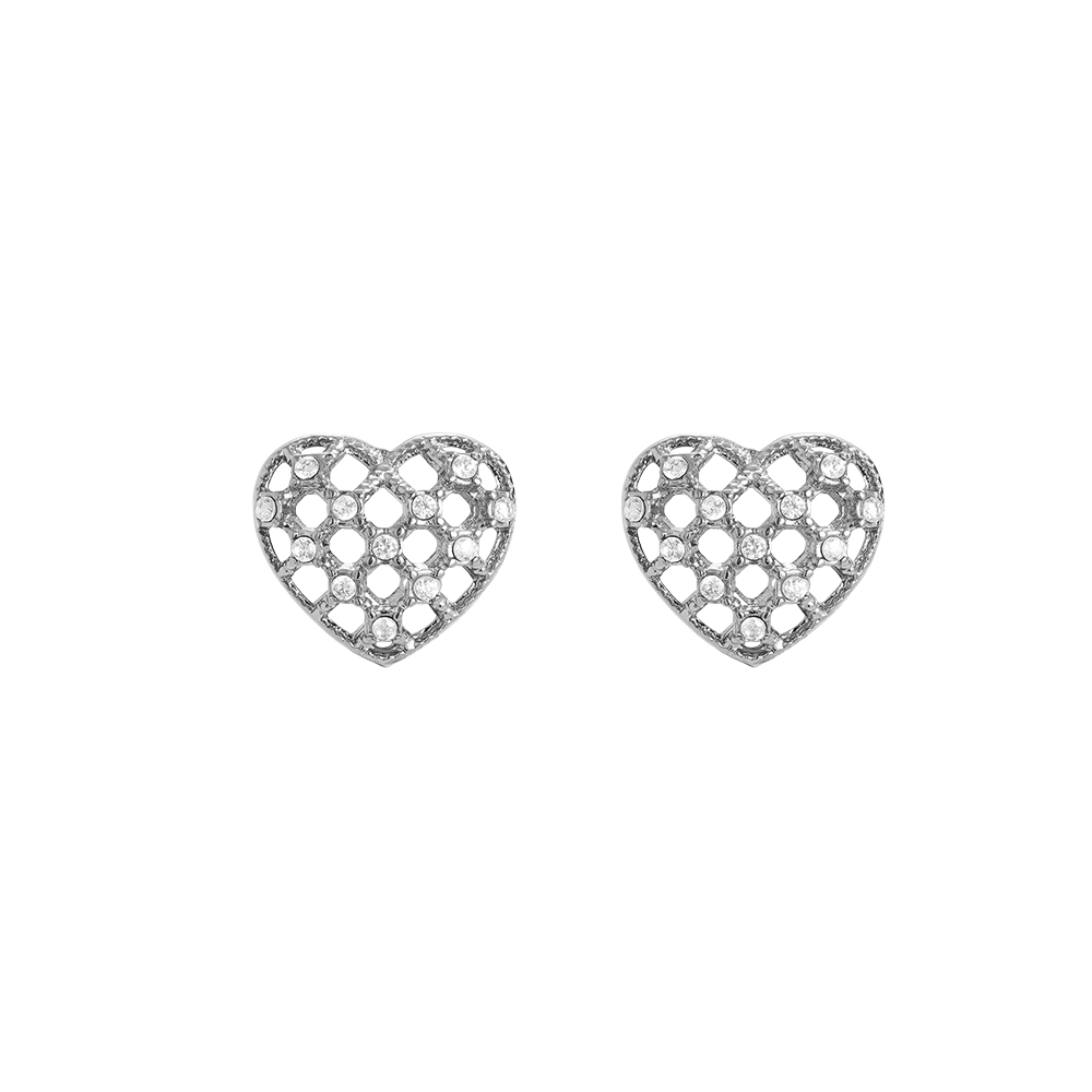 Edelstahl Ohrringe 1.2cm Elegant Diamond Heart