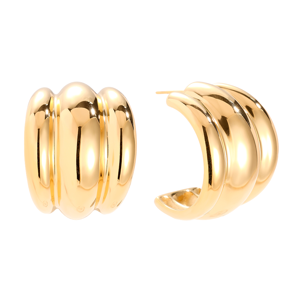 Edelstahl Ohrringe 31mm Three Line Hoop