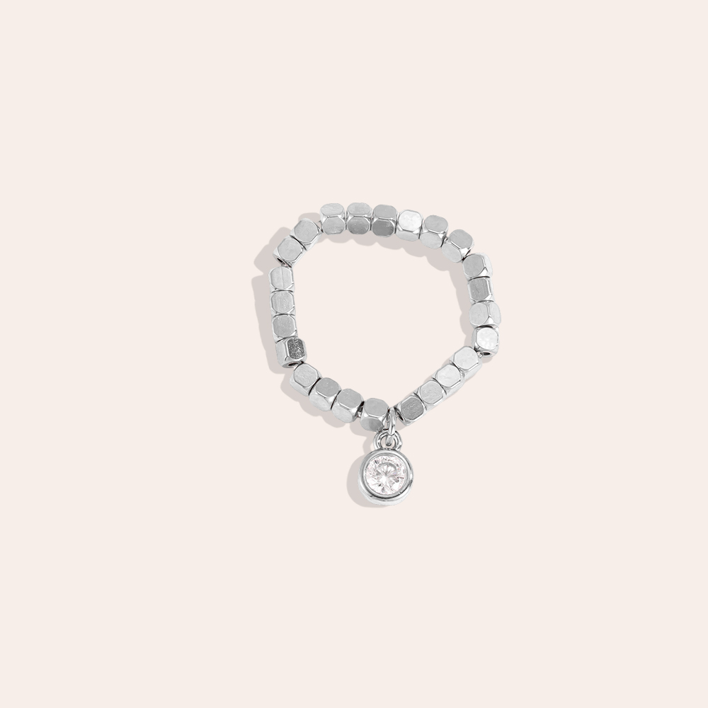 Edelstahl Ring Verstellbarer Elastic quadratischen mit runder Zirkonia