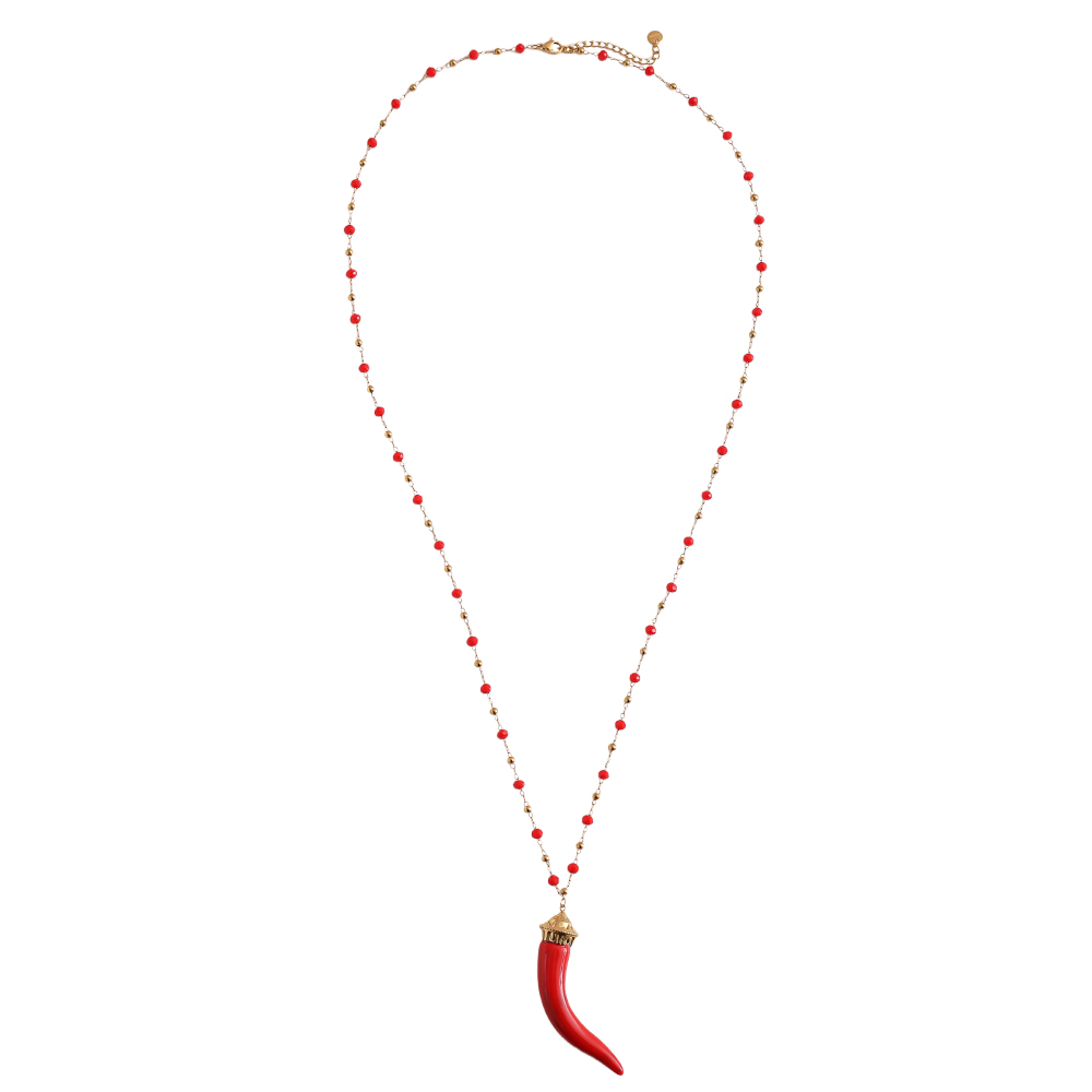 Edelstahl Halskette 80cm Acryl Chili Form