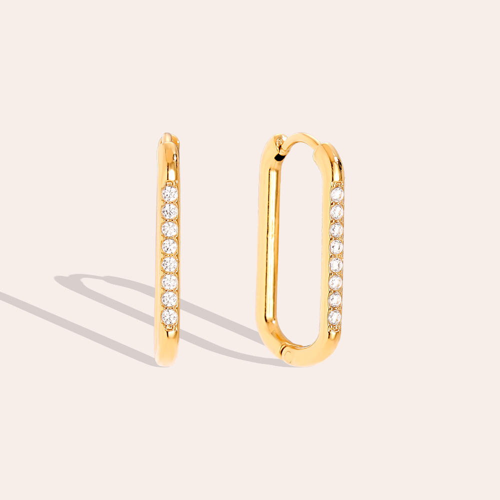 Edelstahl Ohrringe 2cm Simple Diamond Hoop