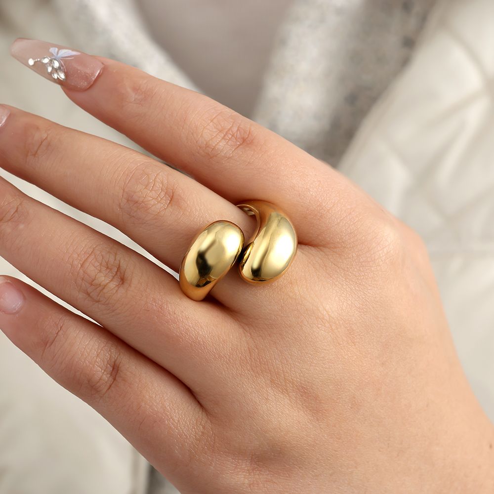 Edelstahl Ring Two Drops