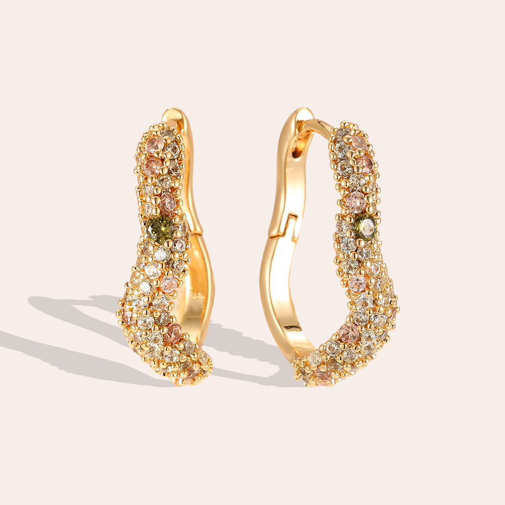 Vergoldete Ohrringe 20mm Zirkonia Soft Wave