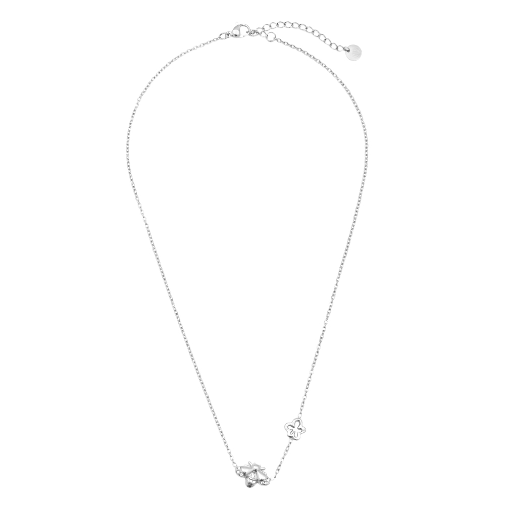 Edelstahl Halskette 40cm Strassstein Bienen